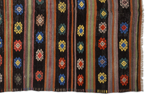 Girit Beige Striped Wool Handmade Area Rug 5'8" x 10'11"