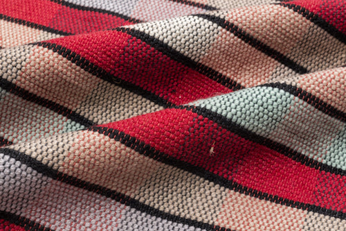 Girit Red Striped Wool Handmade Area Rug 5'3" x 8'8"