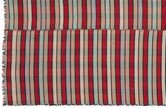 Girit Red Striped Wool Handmade Area Rug 5'3" x 8'8"