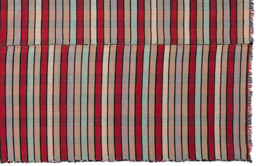 Girit Red Striped Wool Handmade Area Rug 5'3" x 8'8"