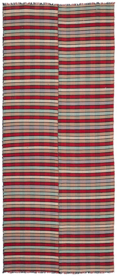 Girit Red Striped Wool Handmade Area Rug 5'3" x 8'8"
