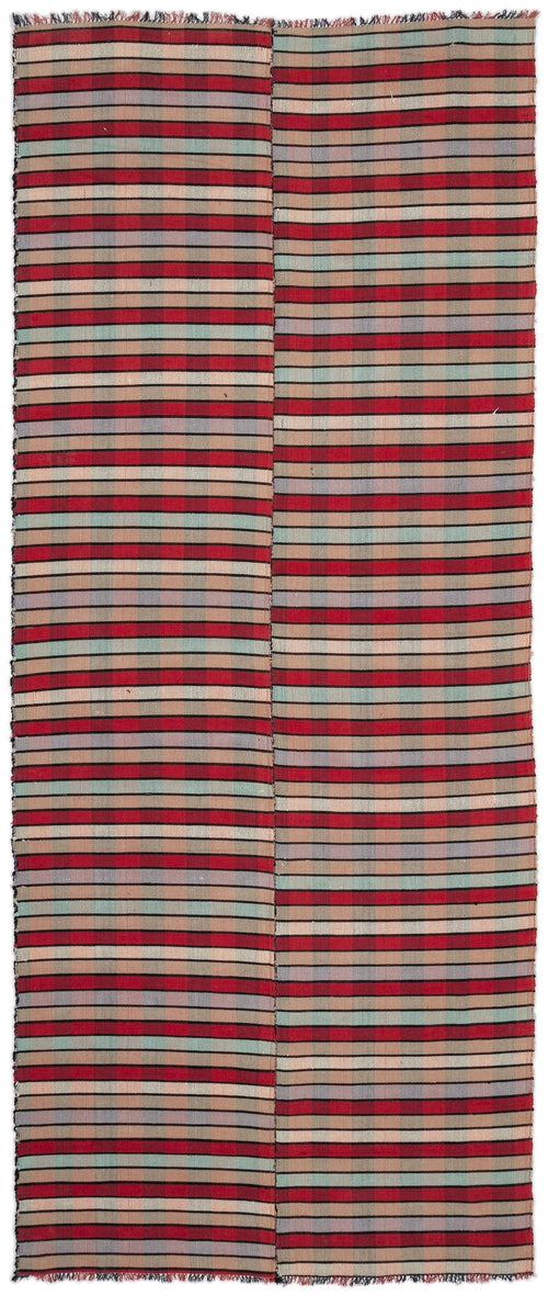 Girit Red Striped Wool Handmade Area Rug 5'3" x 8'8"