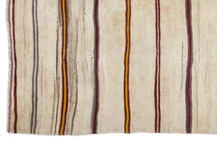 Girit Beige Striped Wool Handmade Area Rug 6'7" x 13'11"