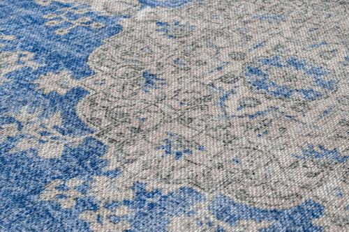 Classic Blue Area Rug - Cotton Chenille Digital Print Carpet for Living Room Decor