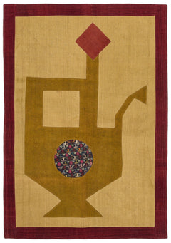 Teselya Yellow Patchwork Wool Handmade Area Rug 4'5" x 6'4"