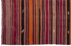 Girit Beige Striped Wool Handmade Area Rug 6'2" x 9'2"