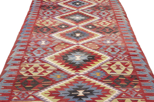 Girit Brown Geometric Wool Handmade Area Rug 5'7" x 9'7"