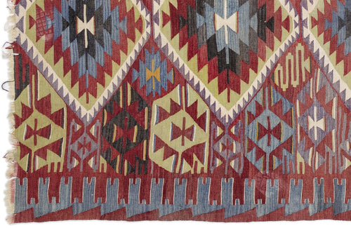 Girit Brown Geometric Wool Handmade Area Rug 5'7" x 9'7"