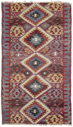 Girit Brown Geometric Wool Handmade Area Rug 5'7" x 9'7"
