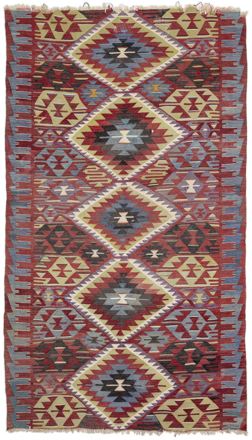 Girit Brown Geometric Wool Handmade Area Rug 5'7" x 9'7"