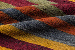 Girit Beige Striped Wool Handmade Area Rug 5'5" x 10'8"