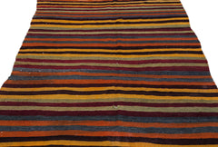 Girit Beige Striped Wool Handmade Area Rug 5'5" x 10'8"