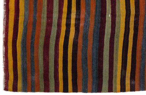 Girit Beige Striped Wool Handmade Area Rug 5'5" x 10'8"