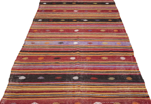 Girit Multy Striped Wool Handmade Area Rug 5'9" x 9'5"