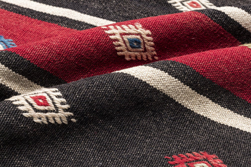 Girit Beige Striped Wool Handmade Area Rug 5'7" x 9'10"