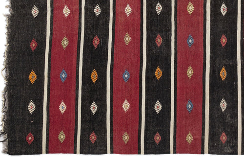 Girit Beige Striped Wool Handmade Area Rug 5'7" x 9'10"