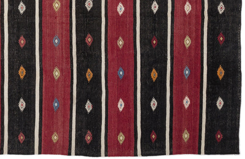 Girit Beige Striped Wool Handmade Area Rug 5'7" x 9'10"