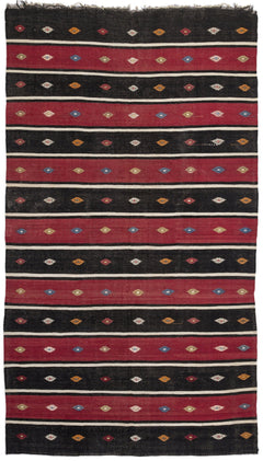 Girit Beige Striped Wool Handmade Area Rug 5'7" x 9'10"