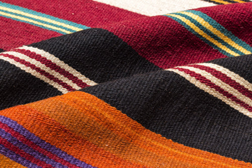 Girit Red Striped Wool Handmade Area Rug 5'4" x 8'6"