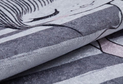 LaRioja Grey Figured Digital Print Kids Rug