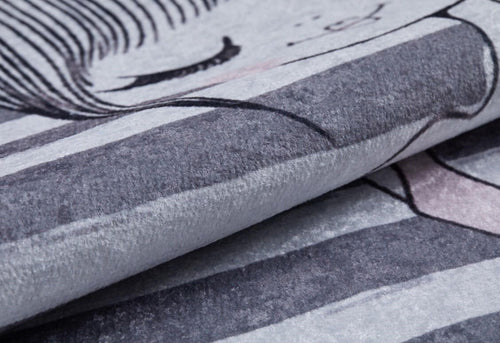 LaRioja Grey Figured Digital Print Kids Rug