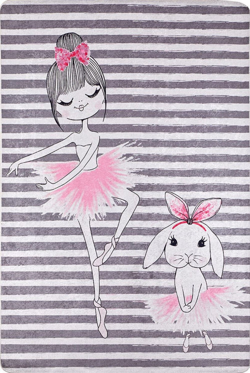 LaRioja Grey Figured Digital Print Kids Rug