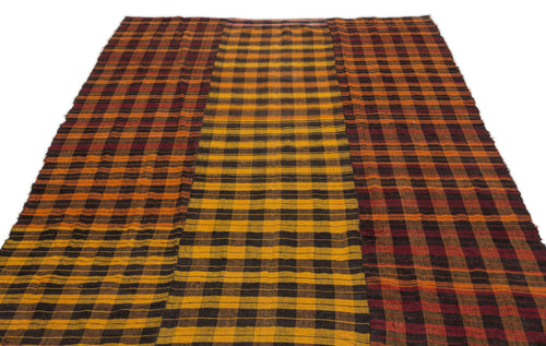 Girit Beige Striped Wool Handmade Area Rug 5'11" x 8'11"