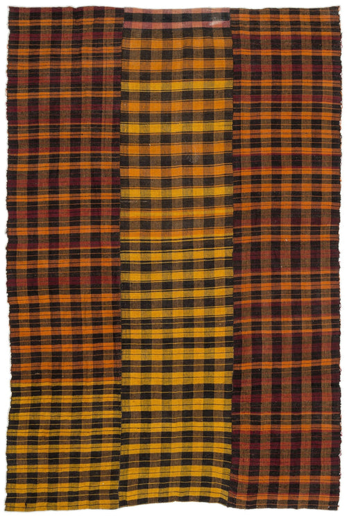 Girit Beige Striped Wool Handmade Area Rug 5'11" x 8'11"