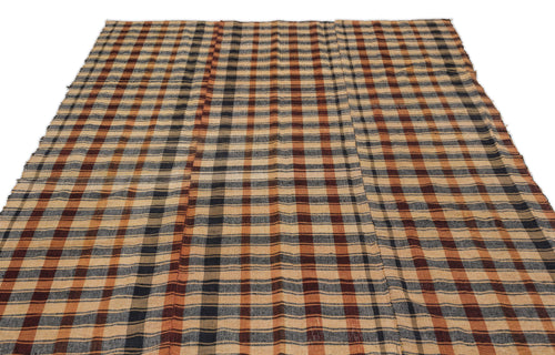 Girit Beige Striped Wool Handmade Area Rug 5'11" x 9'5"