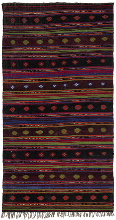 Girit Beige Striped Wool Handmade Area Rug 5'9" x 10'6"