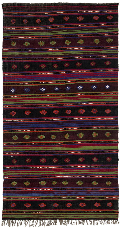 Girit Beige Striped Wool Handmade Area Rug 5'9" x 10'6"