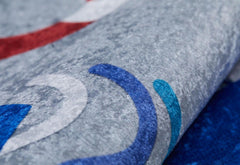 Kids Digital Print Rug – Grey Figured Pattern, Non Slip Antibacterial Carpet