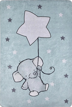 Kids Animal Rug – Blue Digital Print Carpet | Non Slip, Antibacterial & Washable