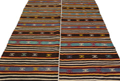 Girit Beige Striped Wool Handmade Area Rug 5'7" x 10'2"