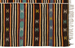 Girit Beige Striped Wool Handmade Area Rug 5'7" x 10'2"