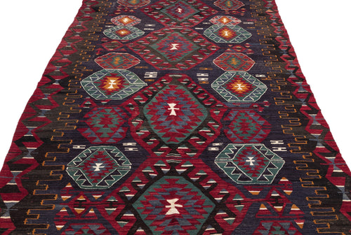 Girit Brown Geometric Wool Handmade Area Rug 6'1" x 9'3"