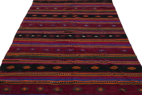 Girit Beige Striped Wool Handmade Area Rug 5'9" x 11'5"