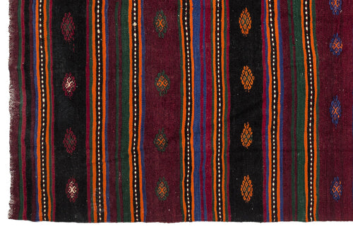 Girit Beige Striped Wool Handmade Area Rug 5'9" x 11'5"