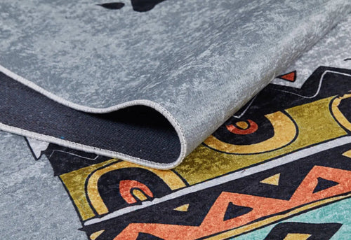 Kids Animal Rug - Grey Digital Print Carpet for Playroom, Non Slip & Antibacterial