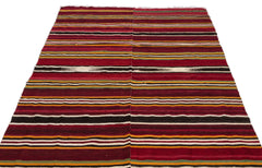 Girit Brown Striped Wool Handmade Area Rug 4'10" x 8'6"