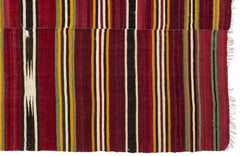 Girit Brown Striped Wool Handmade Area Rug 4'10" x 8'6"