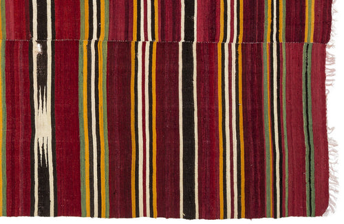 Girit Brown Striped Wool Handmade Area Rug 4'10" x 8'6"