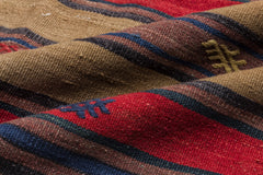 Girit Brown Striped Wool Handmade Area Rug 4'3" x 7'2"