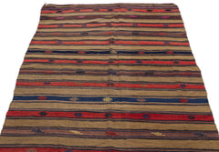 Girit Brown Striped Wool Handmade Area Rug 4'3" x 7'2"