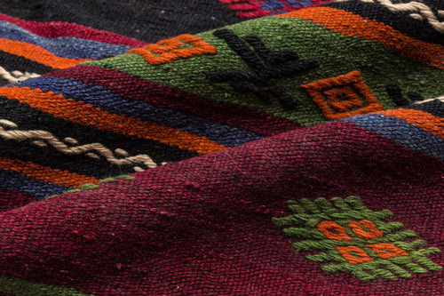 Girit Beige Striped Wool Handmade Area Rug 5'11" x 11'3"