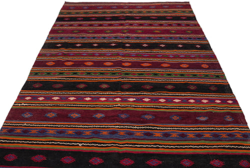 Girit Beige Striped Wool Handmade Area Rug 5'11" x 11'3"