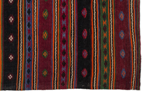 Girit Beige Striped Wool Handmade Area Rug 5'11" x 11'3"