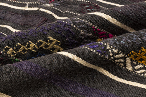 Girit Grey Striped Wool Handmade Area Rug 4'1" x 7'3"