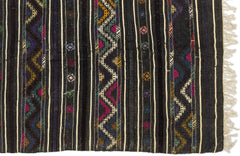 Girit Grey Striped Wool Handmade Area Rug 4'1" x 7'3"