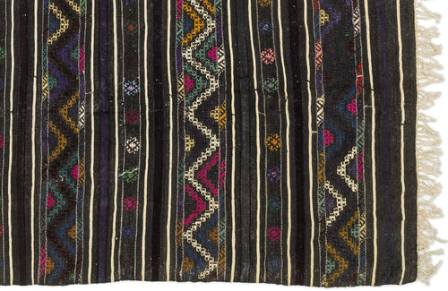 Girit Grey Striped Wool Handmade Area Rug 4'1" x 7'3"